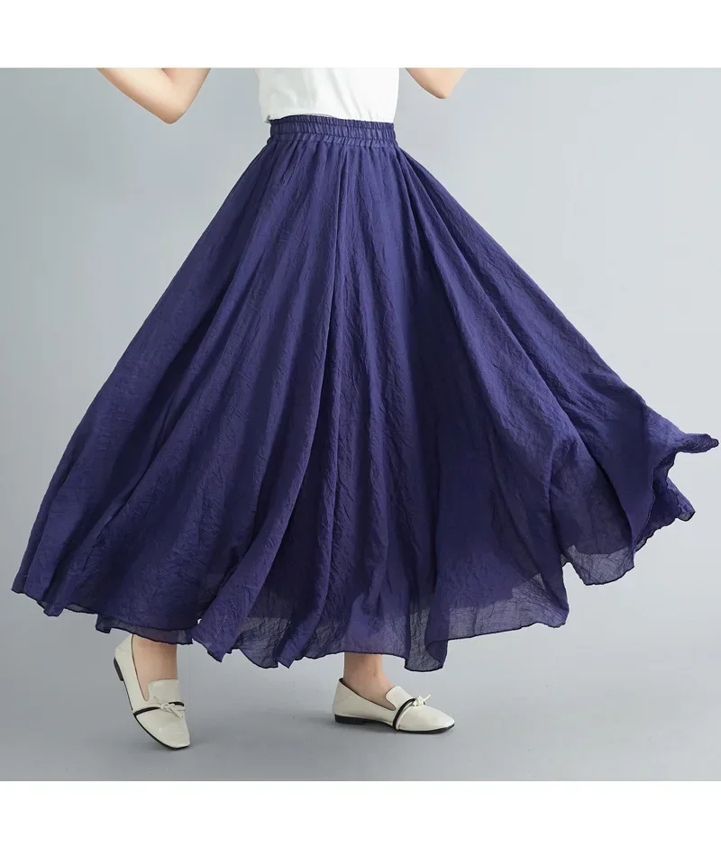 Clothes Women Clothing Skirts Vintage Y2k Streetwear Bohemian Cotton Linen Casual Vestido De Festa Long Skirt