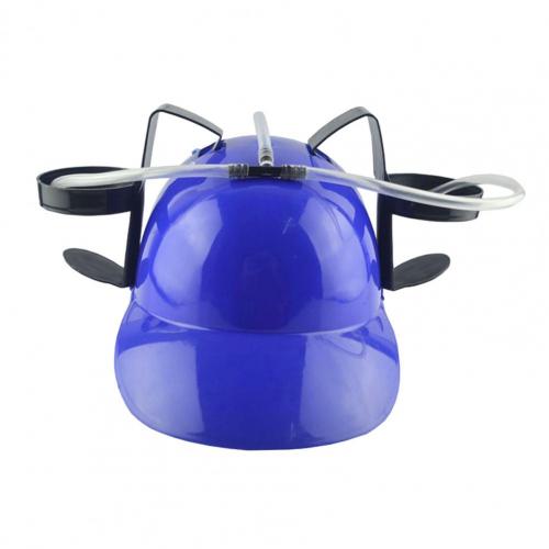 Casco para beber cerveza y refresco, sombrero para de cumpleaños, juguete único y fresco, bebida manos libres, juguete minero, novedad de: Azul