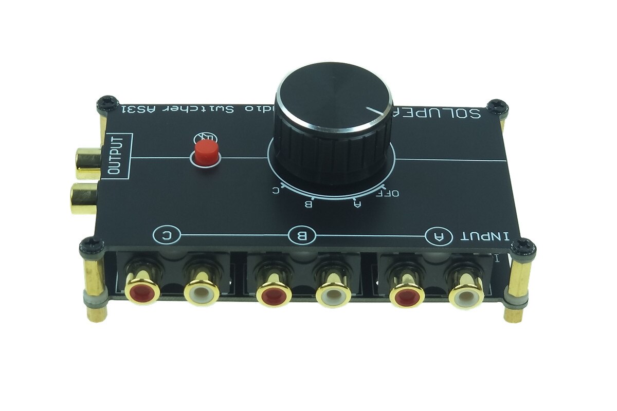 RCA stereo INPUT audio source signal Switch Switcher Splitter distributor selector box 3 IN 1 OUT for HIFI AUDIO amplifier amp