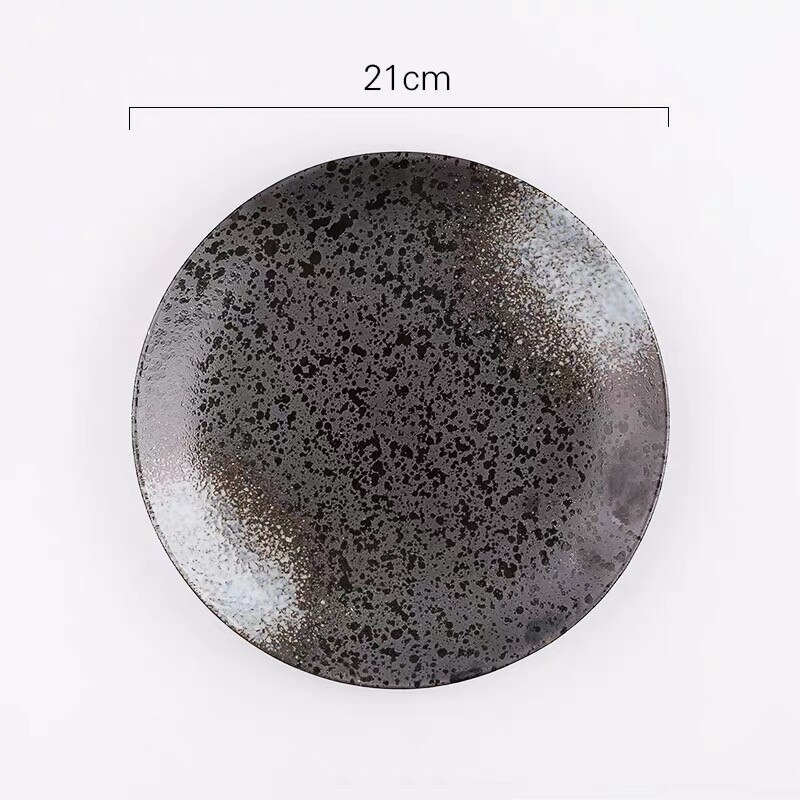 Japanese Style Ceramic Retro Dessert Dish Vintage Dinner Plate Home Kitchen Breakfast Steak Plate Restaurant Dinnerware: 8 Inch A