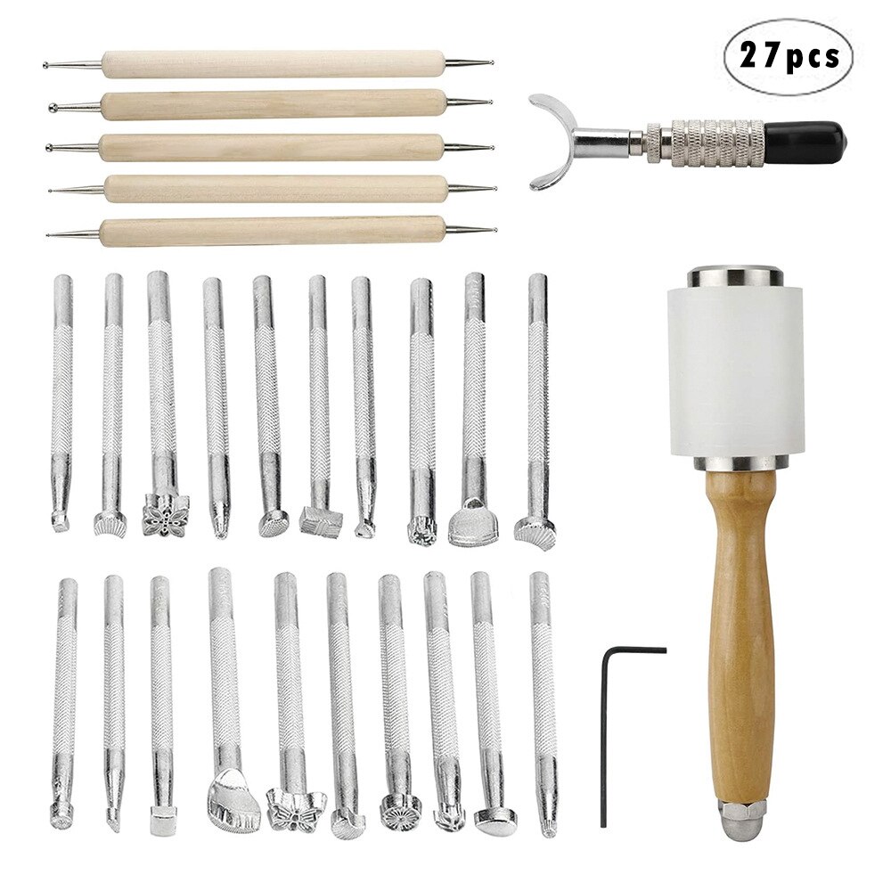 Leather Craft Tools Kit Hand Sewing Stitching Punch Carving Work Leather Groover Kit DIY Stitching Craft Tool: K