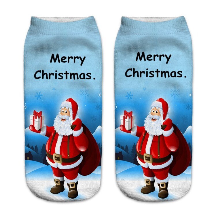 Kvinner 3d printin julesokker unisex tegneserie elg snømann santa sokker kvinner low cut ankel julesokker calcetines mujer -086: 19