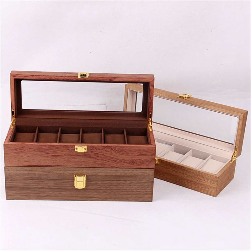 Retro Wooden Watch Display Case Durable Packaging Holder Jewelry Collection Storage Watch Organizer Box Casket
