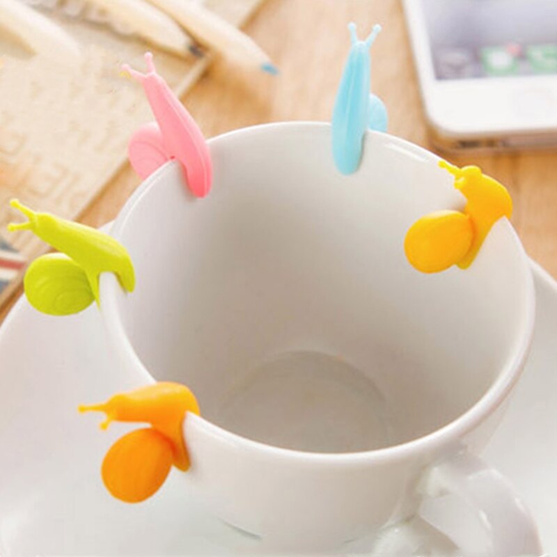2Pcs Set Snail Silicone Tea Brewer Cup Edge Pendant Tea Bag Holder Cup Differentiated Label Snail Hanging Tea Bag