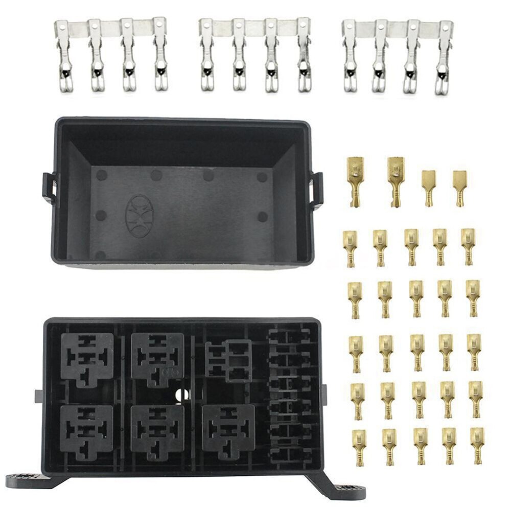 12V morski przekaźnik skrzynka 6 przekaźników 6 bezpieczników uchwyt bloku z 41 sztuk metalowe kołki uniwersalne plastikowe robić samochodowych akcesoriów samochodowych