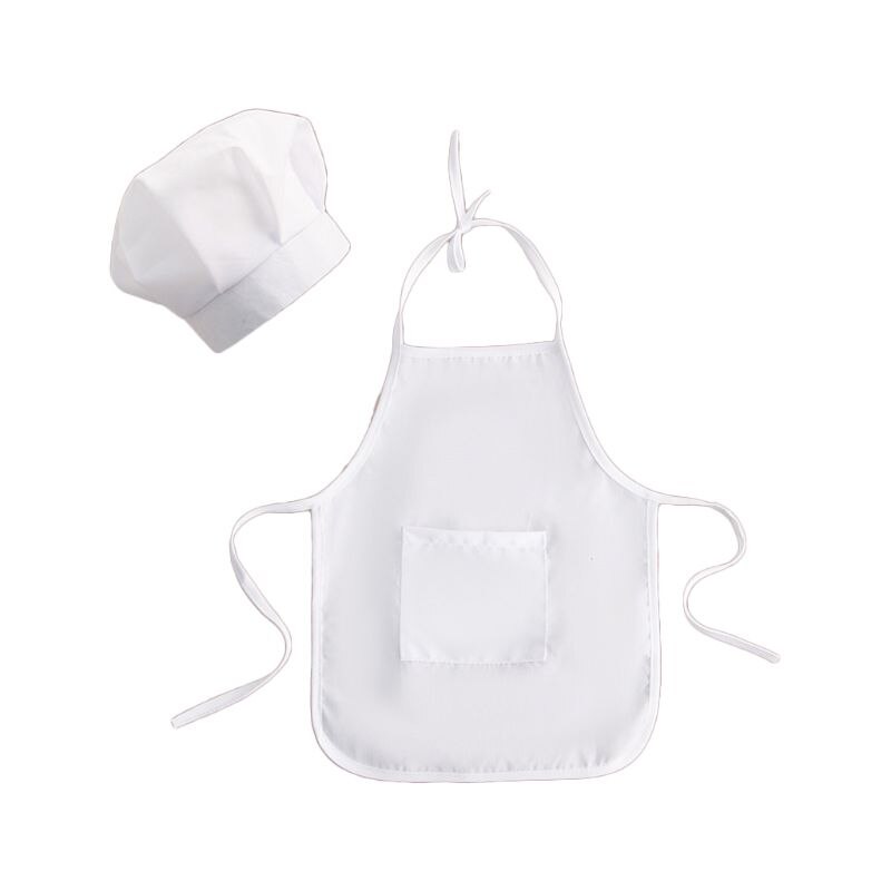 Delantal y Gorro de cocinero para bebé, accesorio de fotografía para recién nacido, 2 piezas, blanco, 24be