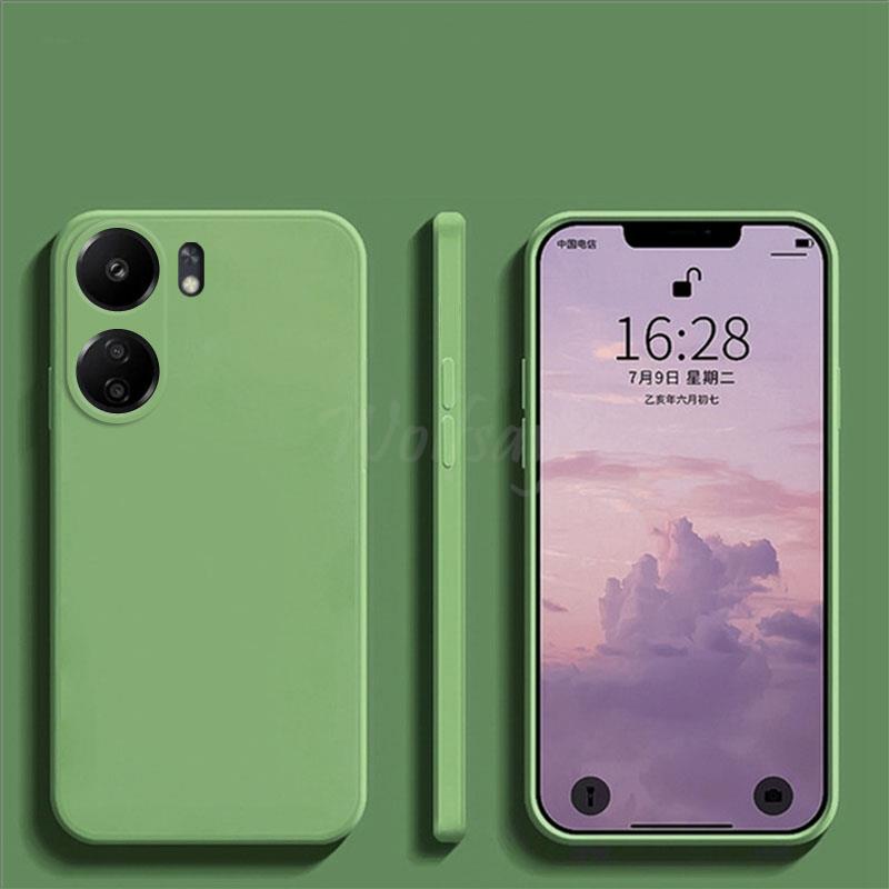 Für Xiaomi POCO C65 Fall Flüssigkeit Silikon Plain Gummi Fundas Schutz Fall POCO C65 Abdeckung TPU Telefon Fall POCO C65 Abdeckung: green