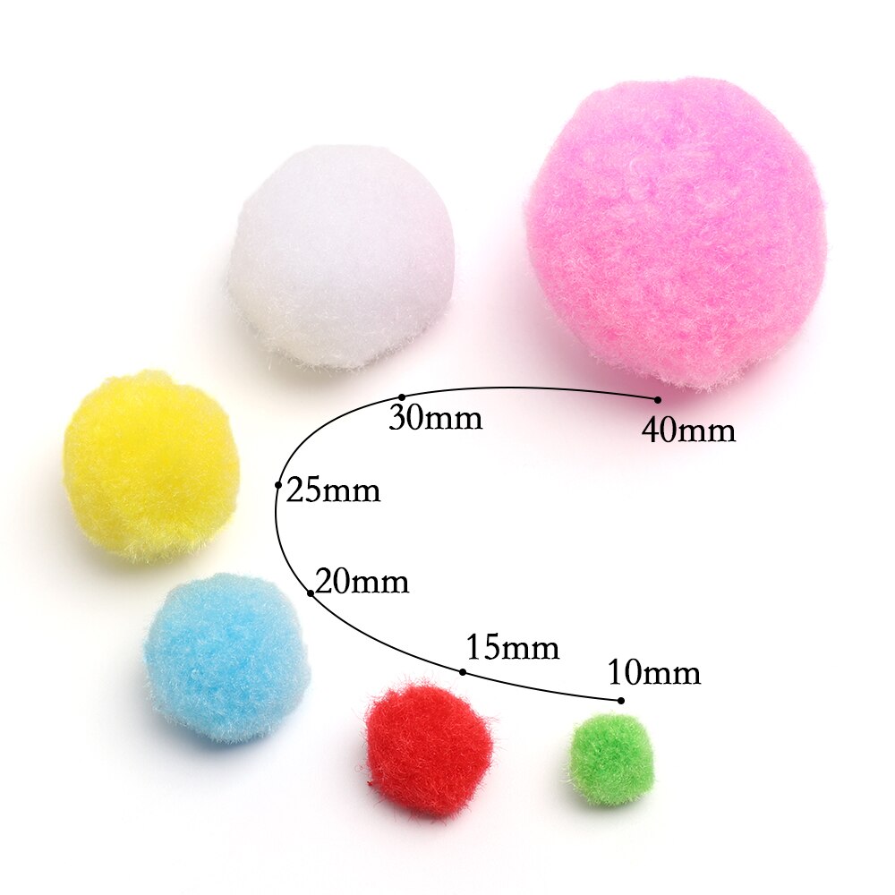 100pcs 10/15/20/25/30/40mm Cute Mini Fluffy Soft Pom Poms Pompoms Ball Kids Toys DIY Children's Handmade DIY Toys