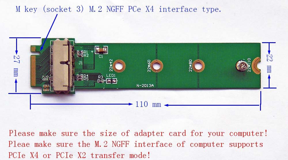 M.2 ngff x4 om apple macbook air a1465 a1466 macbook pro a1502 a1398 mac pro me253 md878 ssd adapter kaart