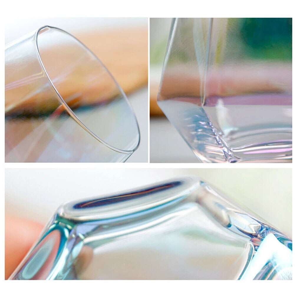 Geometry Whiskey Glass Diamond Crystal Glass Cup Golden Rim Transparent Coffee Milk-Tea Mug Home Bar Drinkware Couple Glass Cup