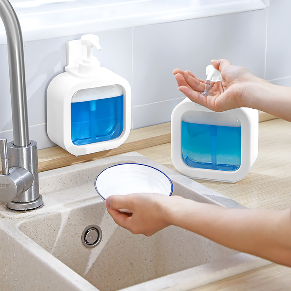 500ml Square Hand Soap Pump Bottle Refillable Empty Bottle for Laundry Detergent Shampoo Body Wash Softener Container