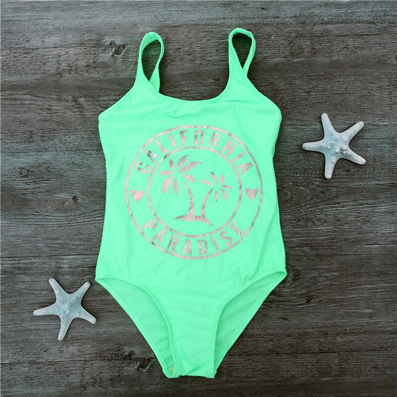 Kinderen Meisje Badpak Zomer Strand Bomen Print Stijl Meisjes Badmode Voor Kids Mouwloze Bikini Beachwear Badpak