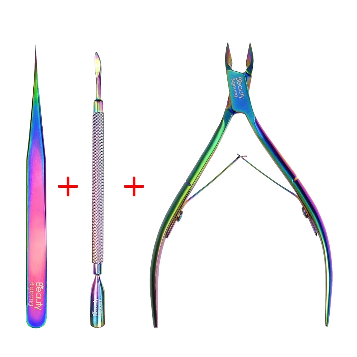 Beautybigbang Stainless Steel Manicure Nail Kit Set 3 PCS Cuticle Pusher Remover Scissors Manicura Tool Nail Art Set: 116