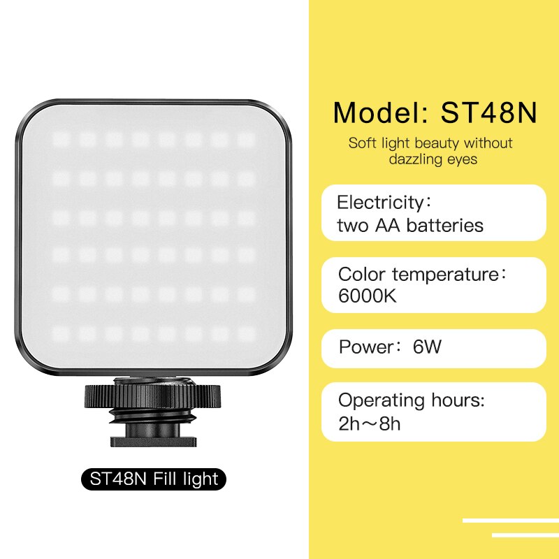 Mini Warm Cold Fill Light Live Led Light Tripod For Video Photographic Lighting Photography Vlog Photo Living Selfie 2000Ahm: ST48N