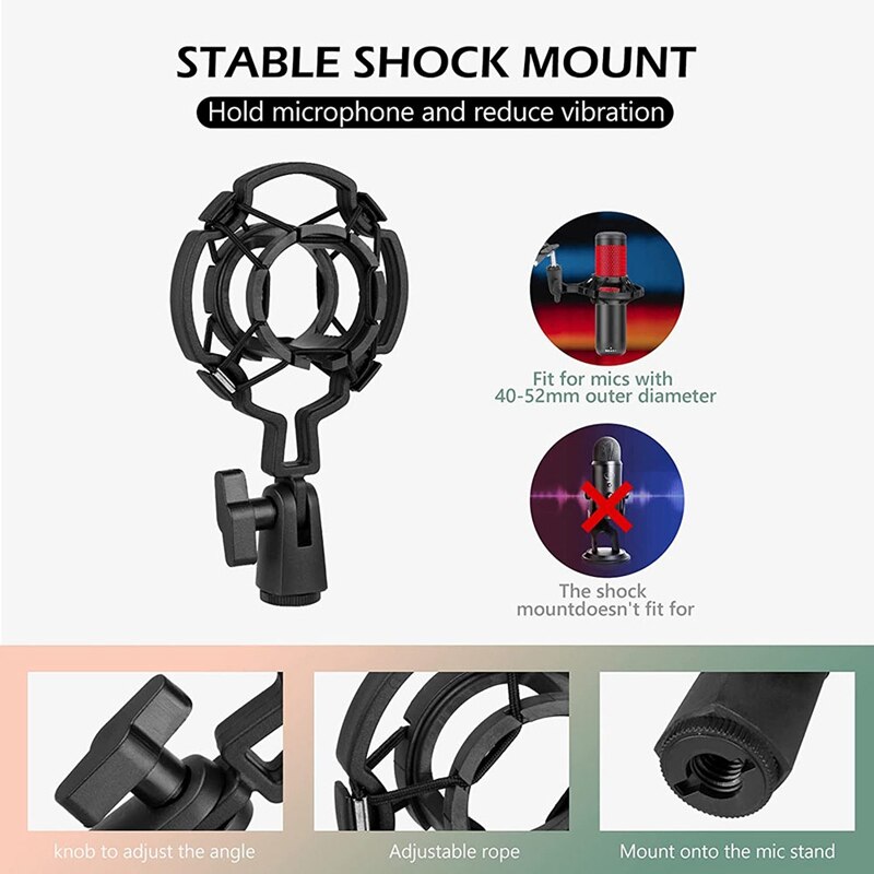 Microphone Stand,Hanging Mic Stand With Phone Clip For Blue Snowman,Snowball,With 1/4 Ball Head,For Camera,Mic,Etc