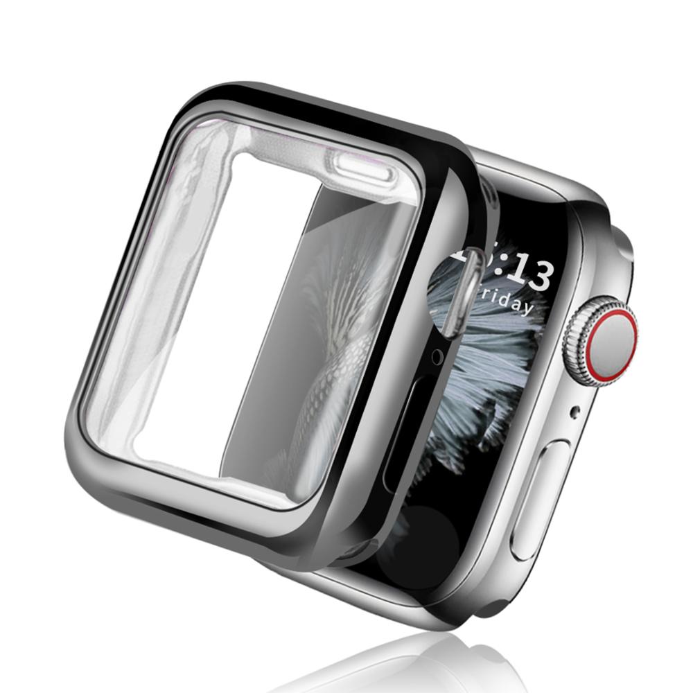 360 slankt urcover til apple watch case serie 5 4 3 2 1 42mm 38mm blød klar tpu skærmbeskytter til iwatch 44mm 40mm: Sort / Serie 123 42mm