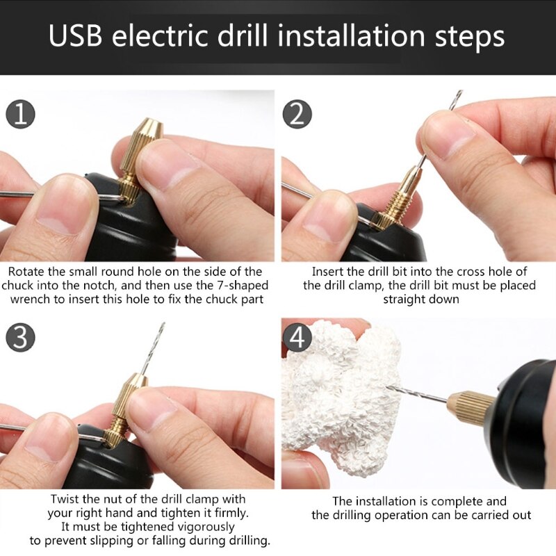 Mini elektrisk boremaskine til perle epoxy harpiks smykker fremstilling af gør-det-selv-træ håndværksværktøjer med 5v usb-datakabel