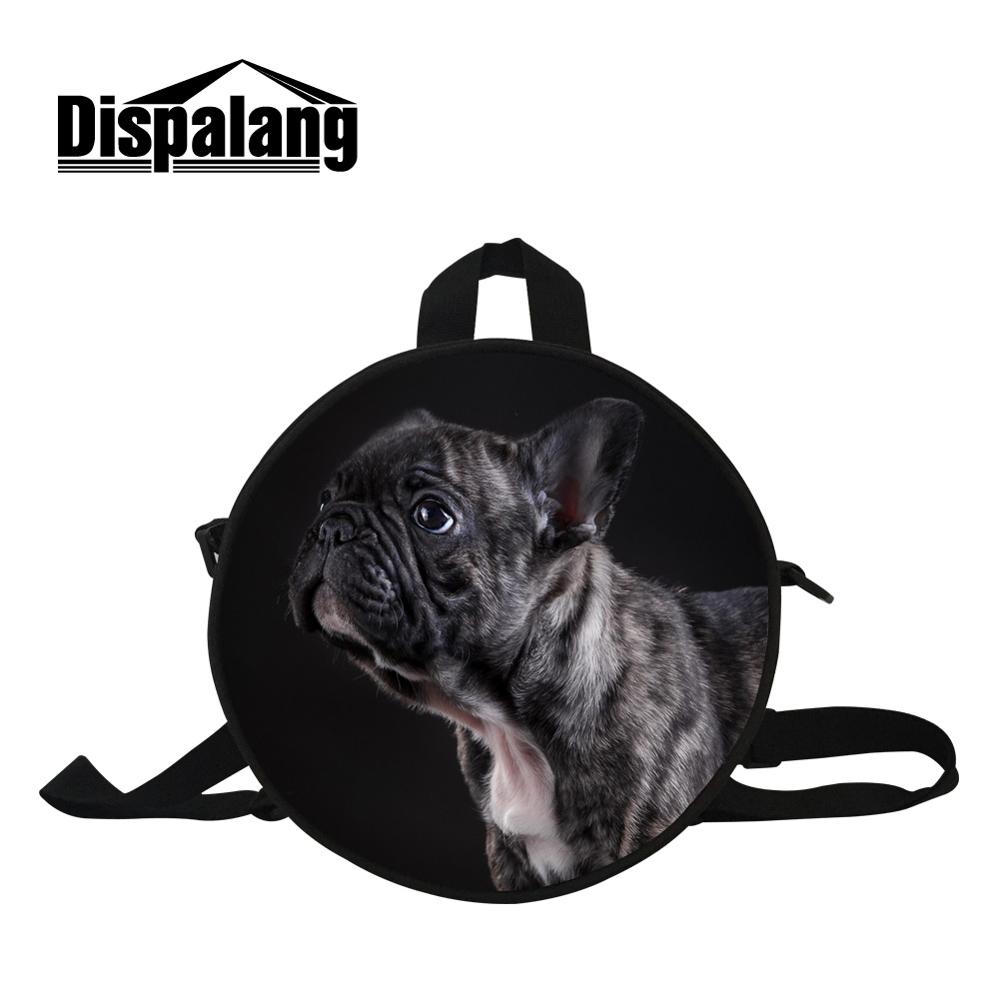 Dispalang Mini Round Messenger Bag for Girls Female Bags for Travel Women's Double Shoulder Pouch Crossbody Pack Print Cute Dog: Brown