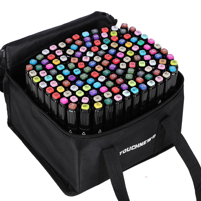 TOUCHFIVE-rotuladores de doble punta para dibujo, marcadores gráficos de Alcohol para bocetos, suministros de arte, 12, 36, 48, 80 y 168 colores