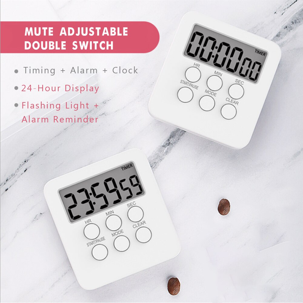 Digital Timer Clock Magnetic Cooking Countdown Alarm 24 Hours with LCD Screen Mute Mode for Studying Sports Classroom Library