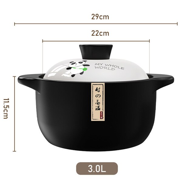 Casserole Stew Pan with Cover Ceramic Cookware 1.6L Soup Cooking Boiler Thick Bottom Pots High Temperature Resistant Cooking Pot: 3L for 3-6 people