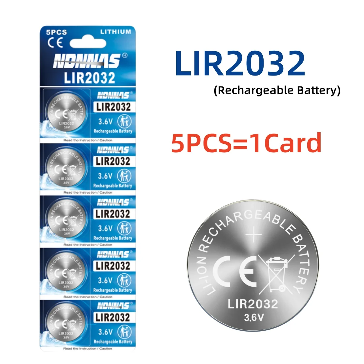 2-50PCS LIR2032 Rechargeable Battery 2032 Lithium charging Can Replace CR2032 for watches: Yellow