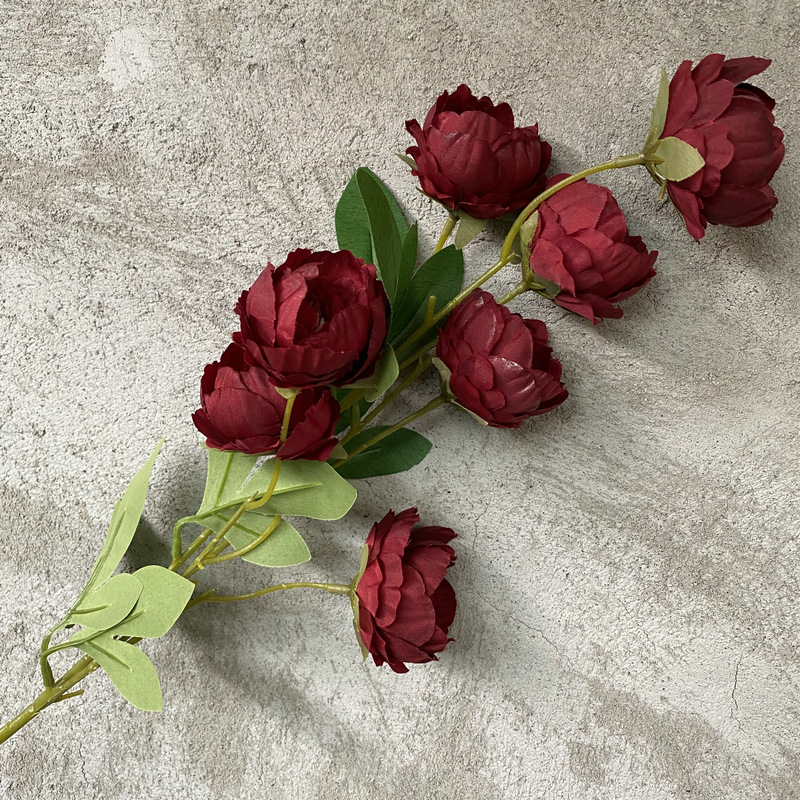 7heads/branch mini peony aritificial flower: light green