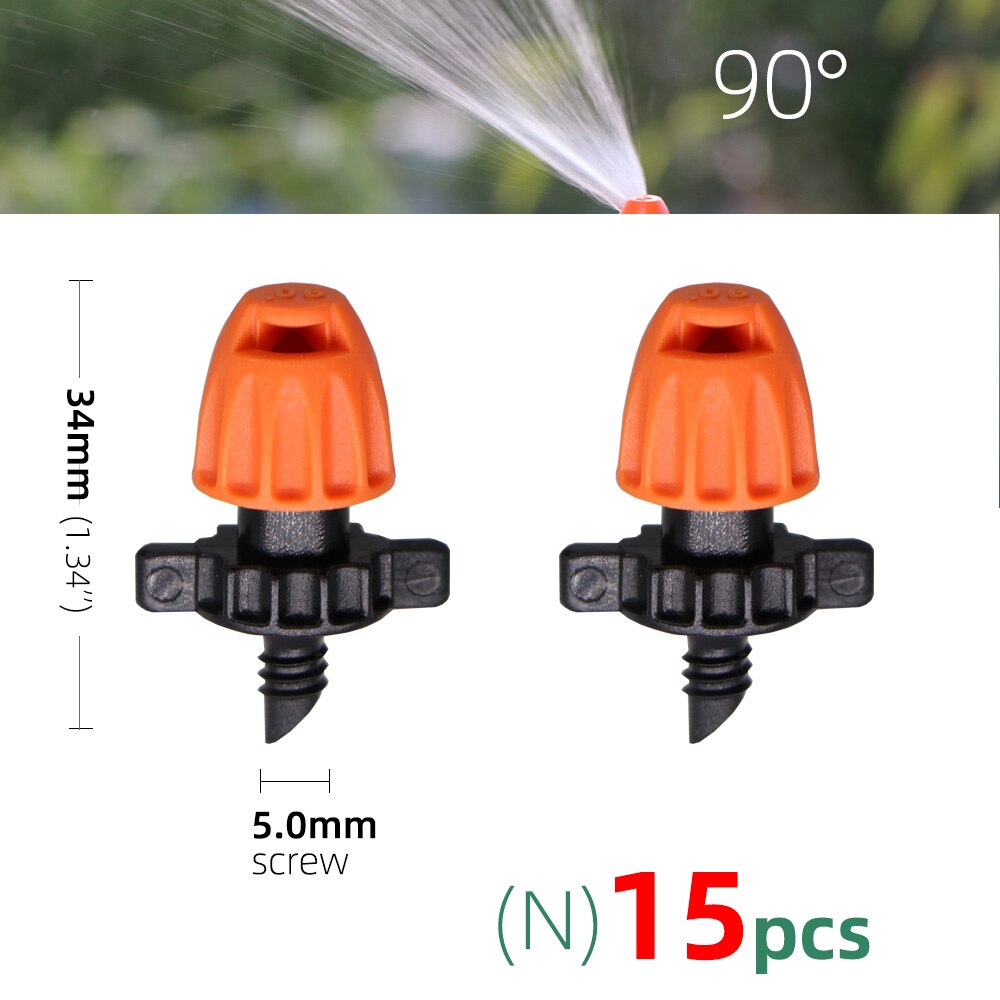 15PCS 90°/180°/360°/Strip Garden Watering Nozzles Irrigation Spraying Sprinklers Angle Optional Stakes Barbs Screw Connectors: Nx15pcs
