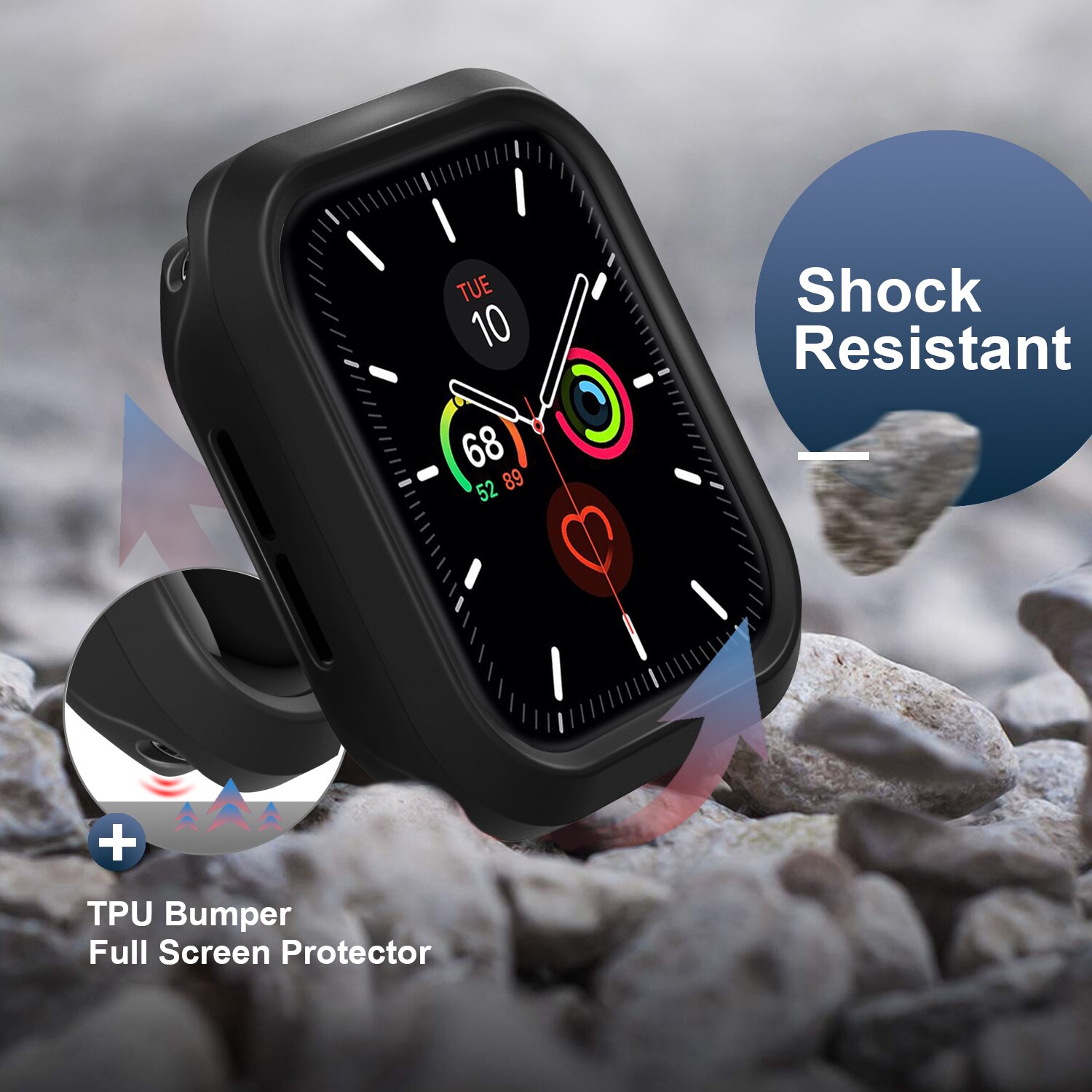 Urcover etui til apple watch 6/ se /5/4/3/2/1 40mm 44mm scratch silikone bløde etuier til iwatch series 42mm 38mm tilbehør