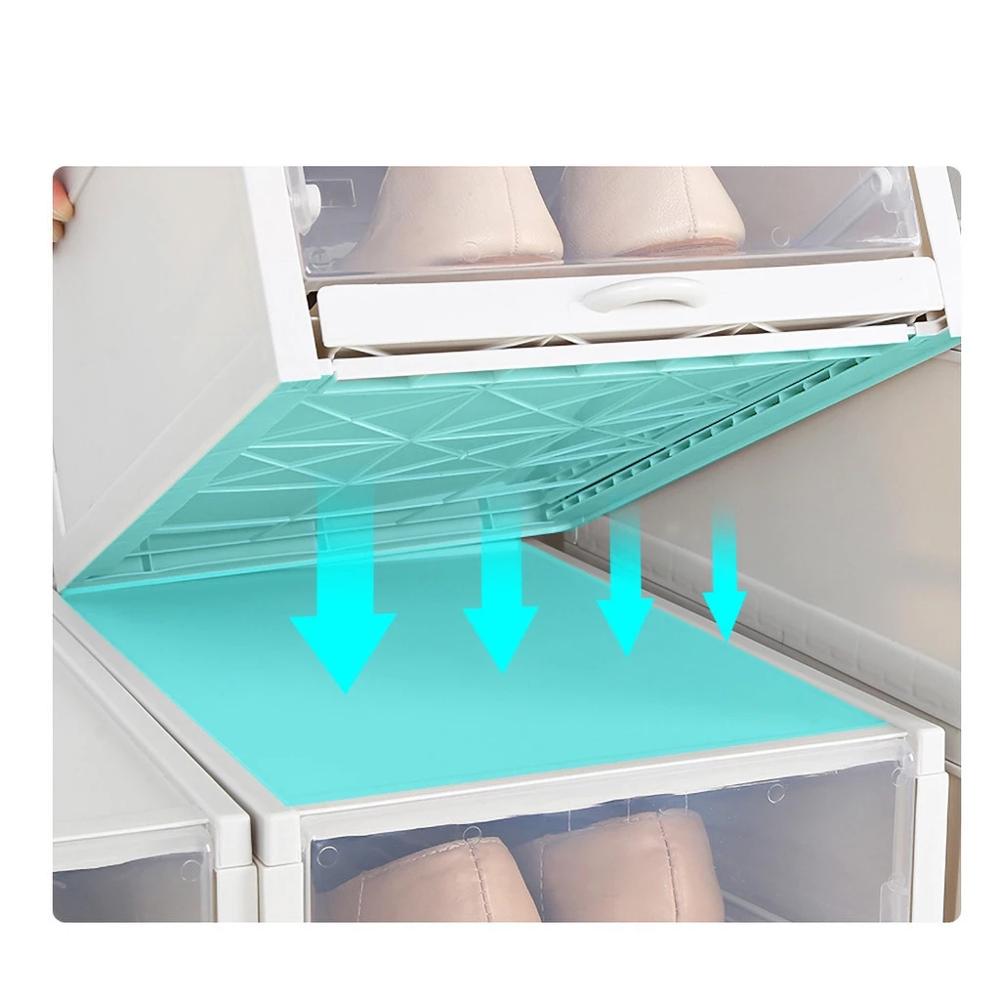 Boîte à chaussures coulissante, armoire à chaussures transparente, boîte de rangement et de rangement, casier