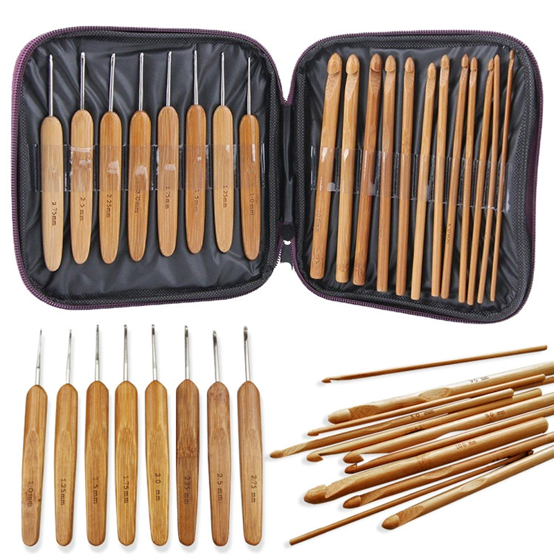 Juego de ganchos de ganchillo para tejer, herramienta de costura para uso doméstico para principiantes, manualidades DIY, marcadores de punto de ganchillo, herramientas de agujas, accesorios de tejido con bolsa: Azul cielo