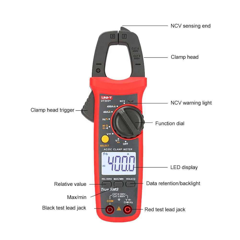 Home Current Voltage Resistance True Rms Automatic Range Clamp Meter Measuring Tools Digital Multimeter LCD Display Mini