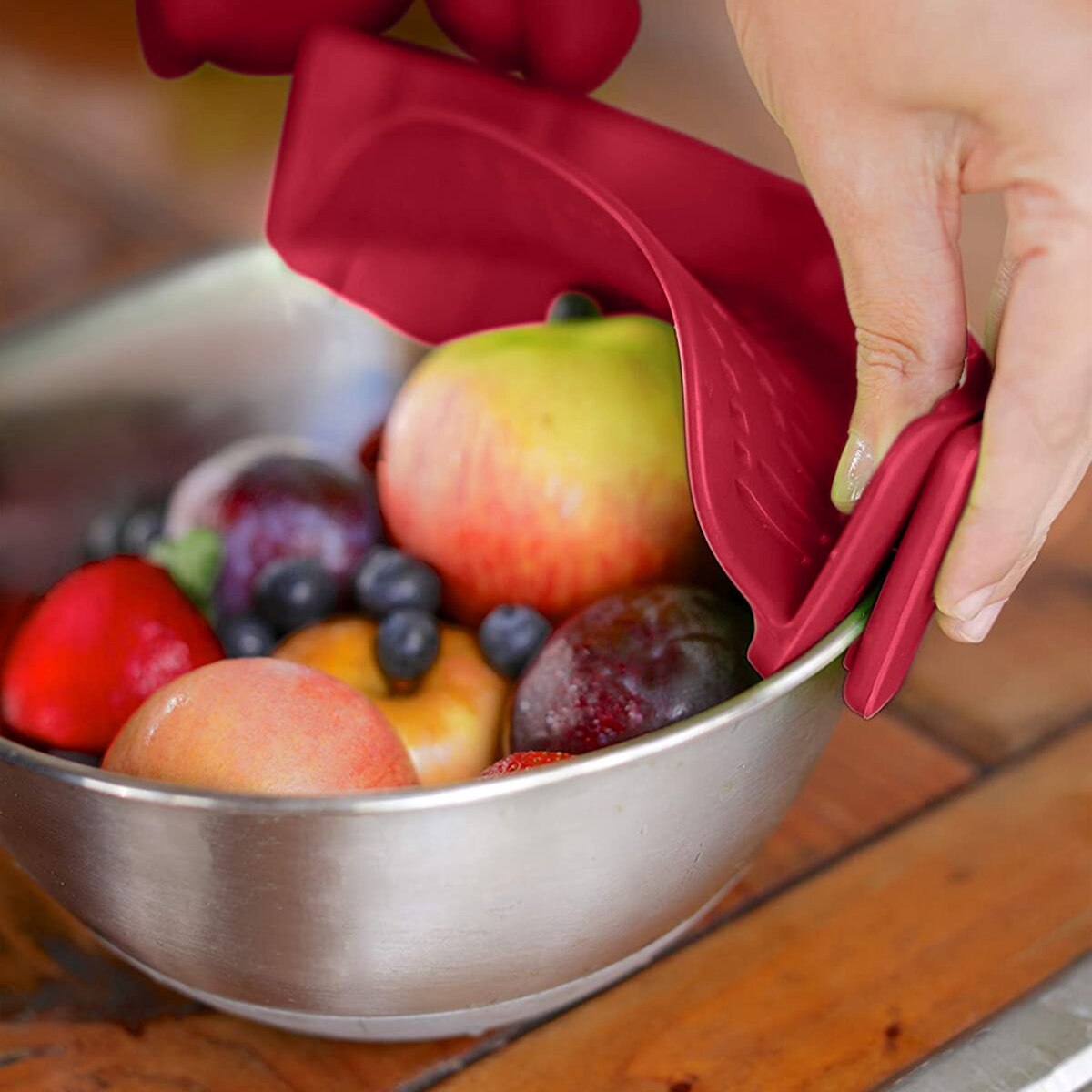 Silicone Kitchen Clip on Pot Strainer Clip Pan Drain Rack Bowl Funnel Rice Pasta Strainer for Spaghetti Meat Grease Fits Pots