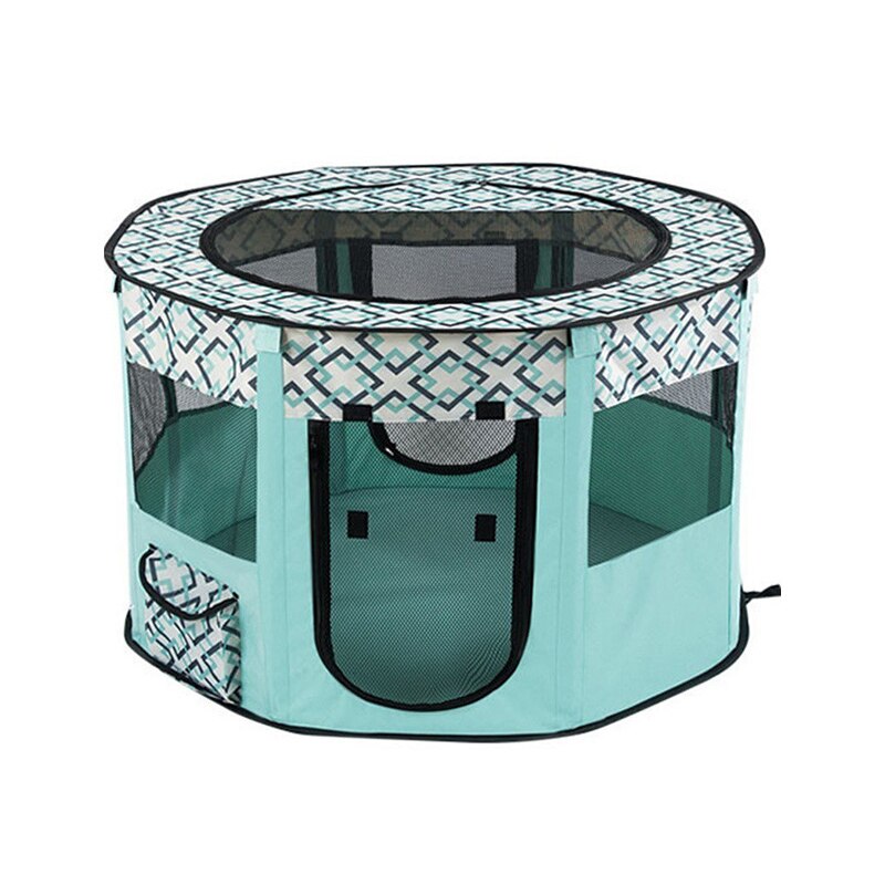 2022 Vierkante Opvouwbare Huisdier Hek Gele Kat Nest Kennel Puppy Tent Mooie Kitten Hond Levering Kamer Grote Ademend Slapen Bed: round blue / M