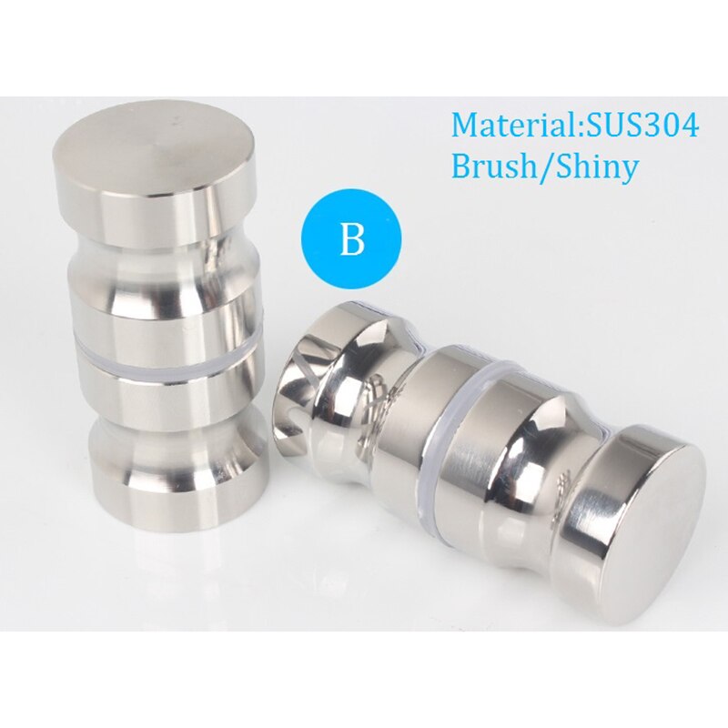 2Pcs Solid Glass Door Knob Pull Handle Shower Box Siding Glass Door