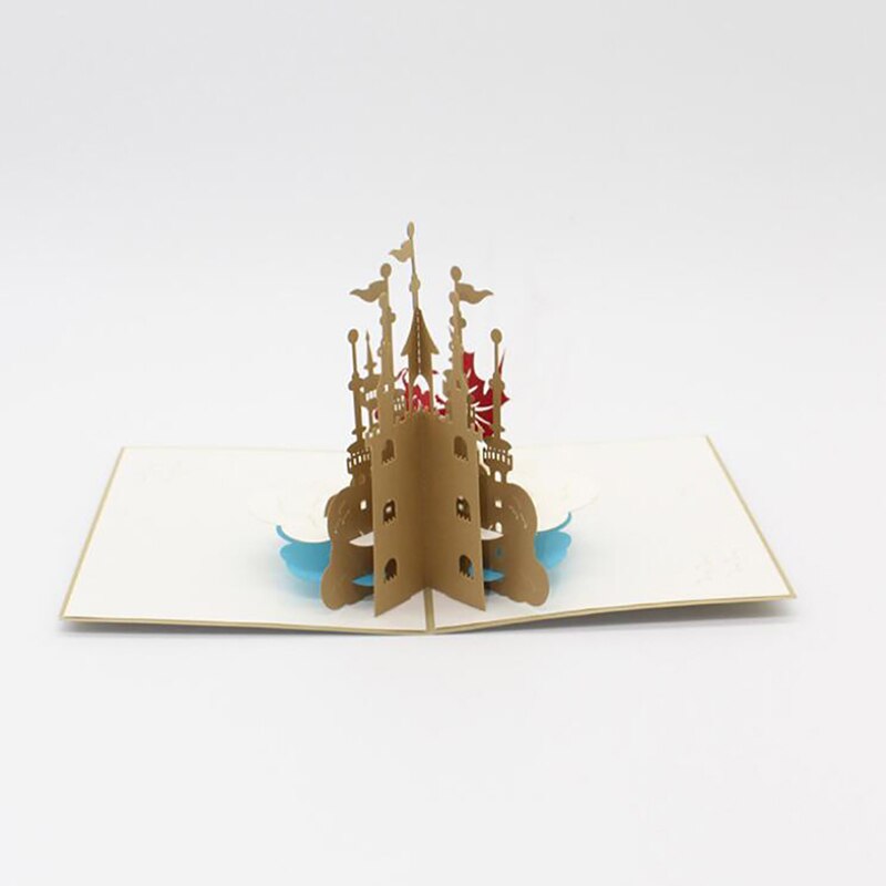 Tarjetas postales Pop-Up 3D de amor, postal de Castillo de con pegatina de sobre para invitación de boda, tarjeta de felicitación de aniversario