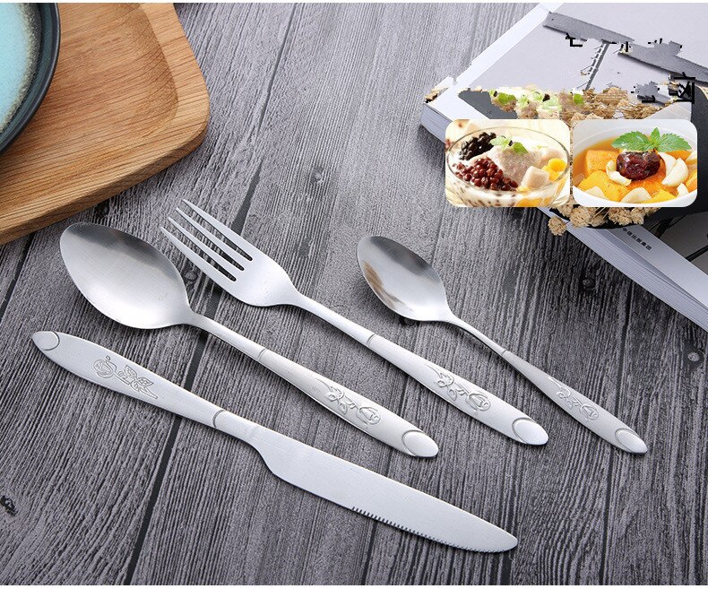 4 pz/impostato 304 in Acciaio Inox Rosa impostato di Posate in Oro Placcato impostato di Posate Da Tavola Posate Cena Cucchiaio della Forcella Della lama PO 005