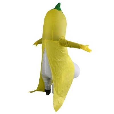 Adulto divertido inflable fruta Banana disfraces traje amarillo mascota Banana disfraz Halloween Purim Stag 1,5 m-2 m
