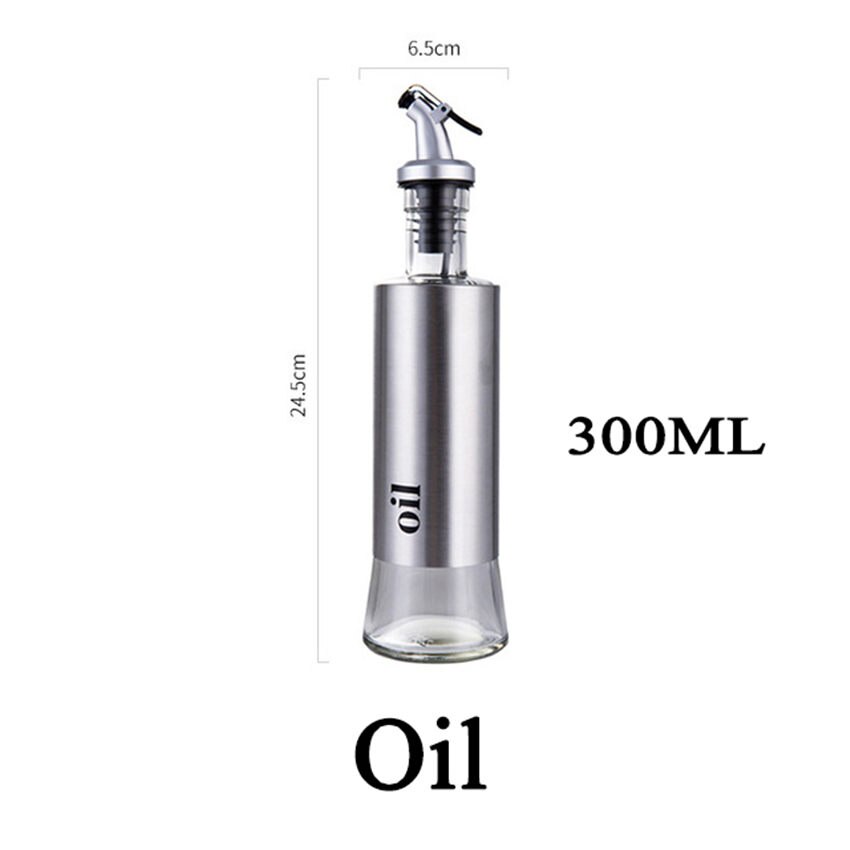 Useful 300ML Olive Oil Dispenser Bottle with Funnel Stainless Steel Oil Pourer Dispensing Bottles Oil Vinegar Sauce Bottle: Oil