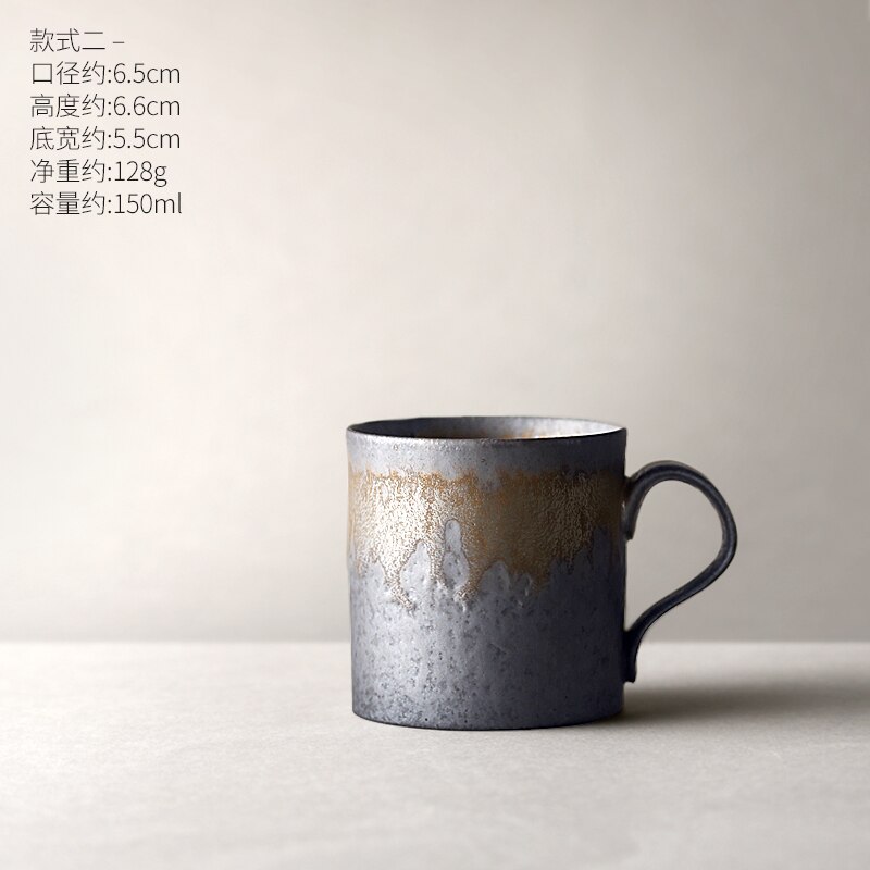 Japanska porslin tekoppar retro kaffekopp vintage hushållsvatten kopp mugg svart tazas de ceramica creativas latte kopp tekopp: Stil 2