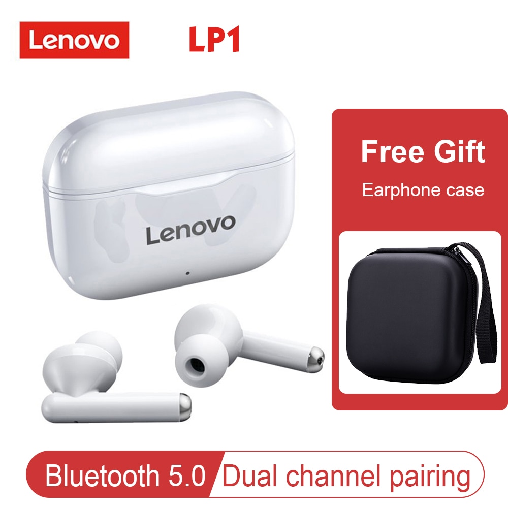 Lenovo LP1 TWS Earphone Bluetooth 5.0 Wireless Headset Waterproof Sport Earbud Noise Cancelling Headphones Dual Stereo HIFI Bass