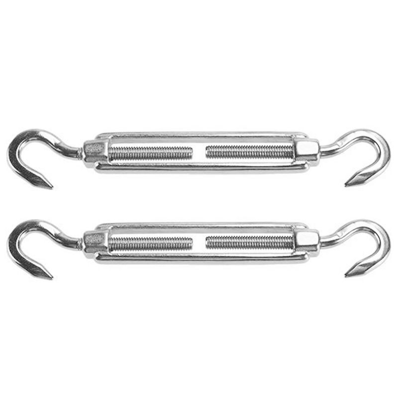 2pcs M8 Turnbuckle Wire Tensioner, 304 Stainless Steel Hook Rope Cable Tension Set for Heavy Duty Sun Shade Sail Fixing Kit (Tur