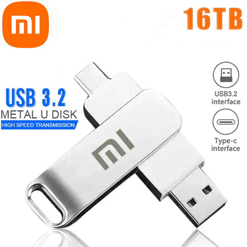 Xiaomi-Clé USB 3.2 en métal haute vitesse, clé USB étanche, clé USB de type C pour ordinateur, 16 To, 2 To, 512 Go