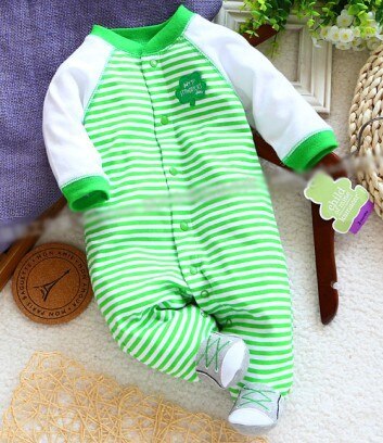 Baby Body Voor Lente En Herfst Baby Boy Katoenen Rompertjes Pasgeboren Baby Kleding Met Groen Gestreepte: 18M