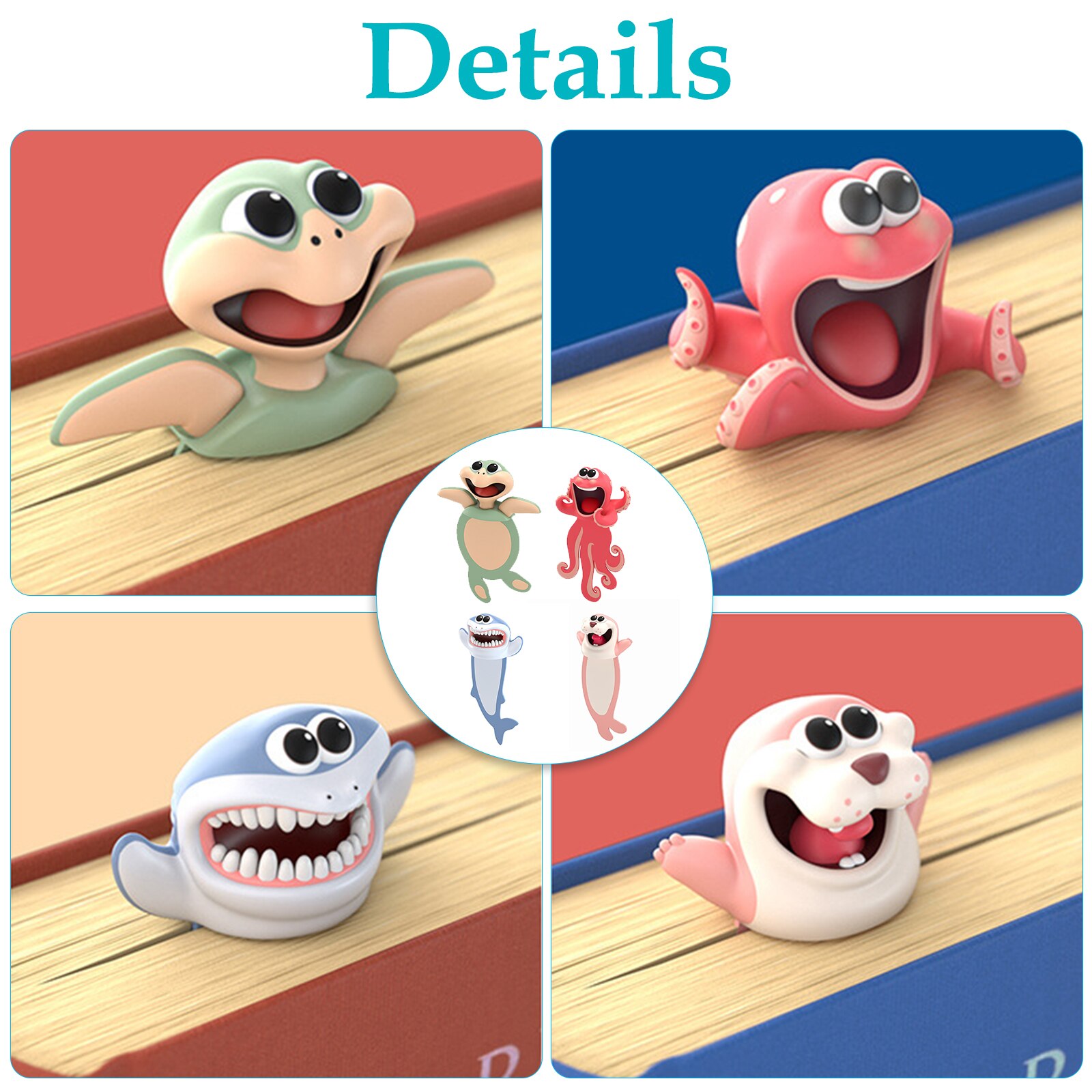 3D Stereo Cartoon Marker Animal Bookmarks Cute Cat PVC Material Funny Student School Stationery Children Bookmark