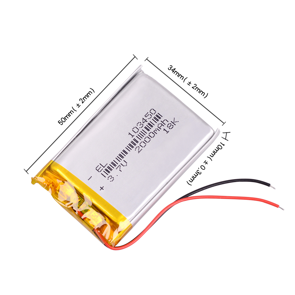 3,7 V 2000mAh 103450 Lipo Polymer Lithium Batterie Navigator DVR GPS Kamera JST PH 2,0mm 2pin PS4 LIP1522