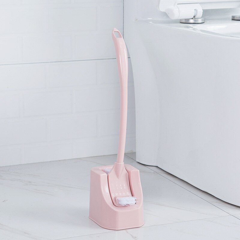 Lavatory Brush Toilet Brush & Holder Set Portable Toilet Brush Long Handle Bathroom Scrub Double Sided Cleaning Brush: pink set