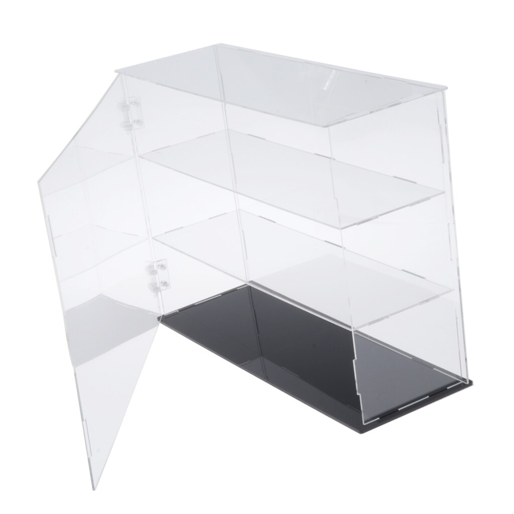 Clear 3-Layer Acrylic Display Case Jewelry Dolls Protective Boxes Shelf