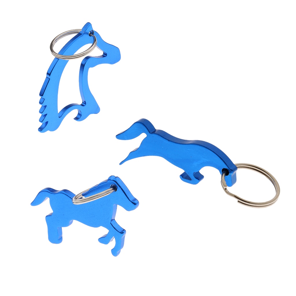 LLavero de aleación de aluminio con forma de caballo, 3 uds., llavero, llavero, llaveros con colgante, de recuerdo de boda, color azul