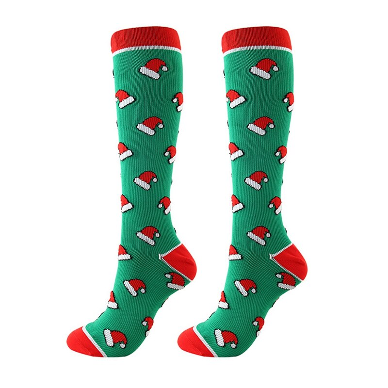 Christmas Pattern Sport Compression Socks Nursing Stockings Sports Running Nylon Socks Festival Gift1.: A / S/M